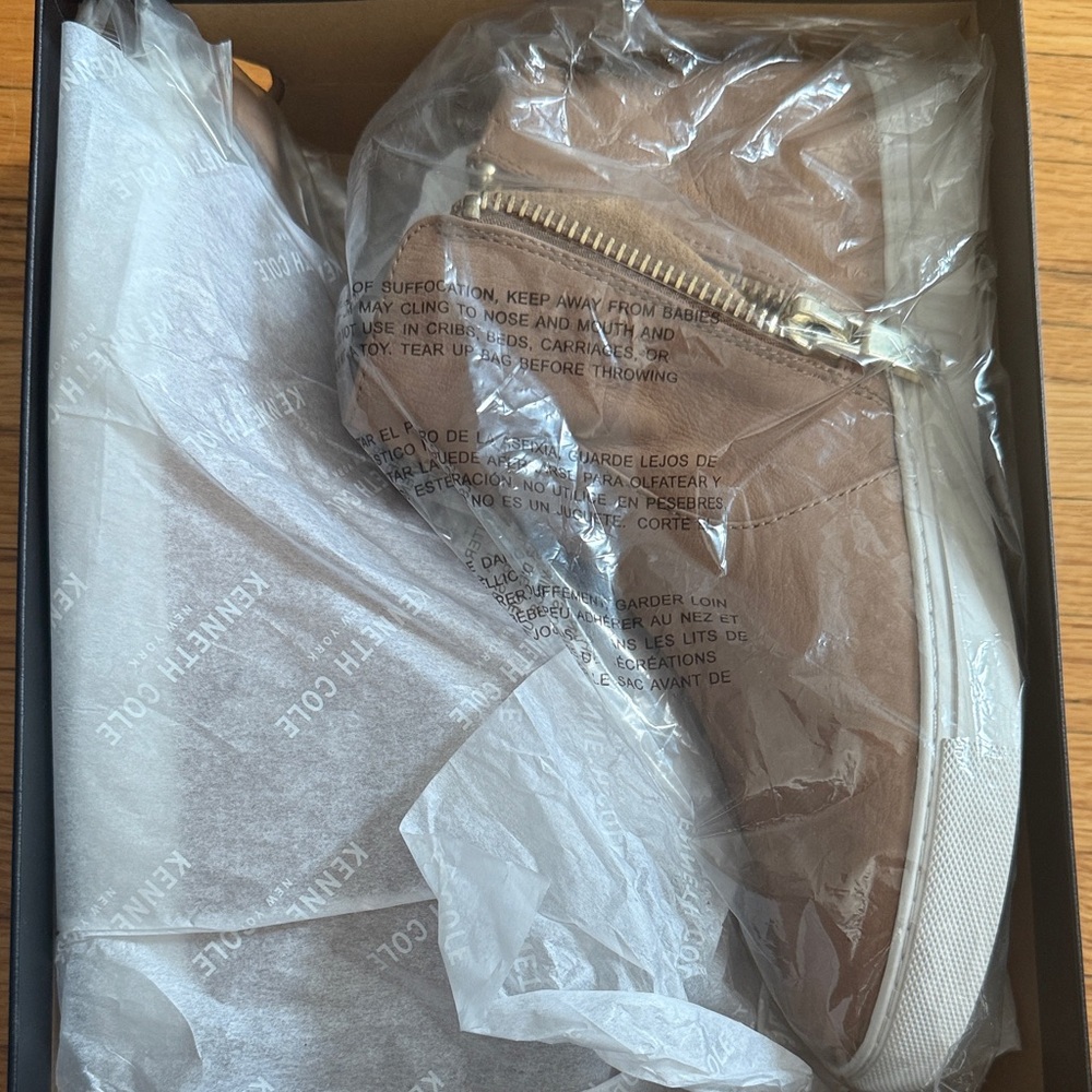 Kenneth Cole Tan High-Top Sneakers with Zipper